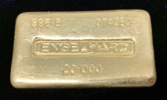 20 oz Engelhard Gold Bar .9965 Fine